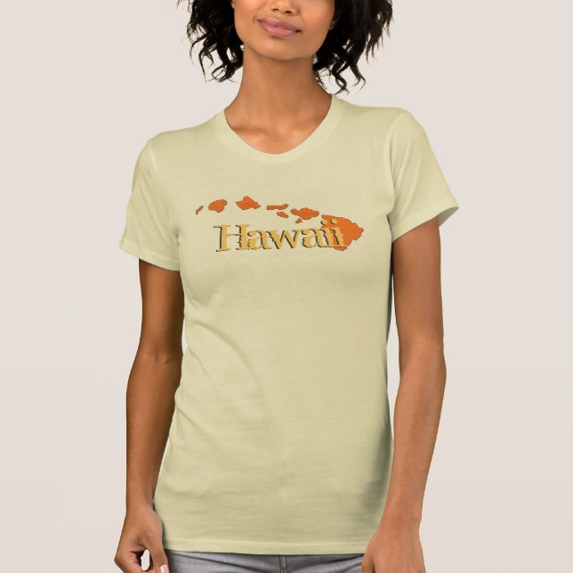 T-shirt tee des îles Hawaii orange beige dames (Devant)