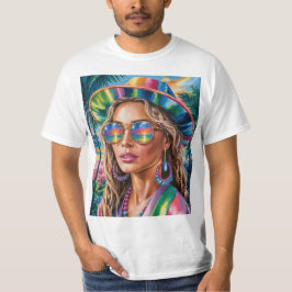 T-shirt Tee esthétique à rayures Y2K -Neon Retro Cyberpunk