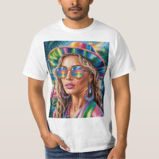 T-shirt Tee esthétique à rayures Y2K -Neon Retro Cyberpunk