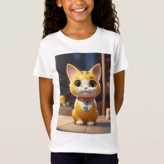 T-Shirt Tee Girl avec Enchanter Cat Image"
