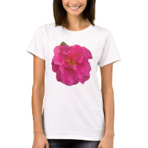 Tee graphique à motif floral camélia rose fuchsia