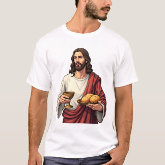 T-shirt Tee Jésus Pain Vin Gravure Vintage 2