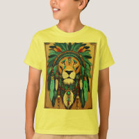Tee Lion Géométrique Rétro-Futuriste.
