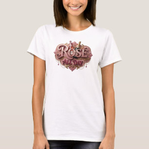 T-shirt Tee Rose Rose Rouge Propre TOUTE LA JOURNÉE