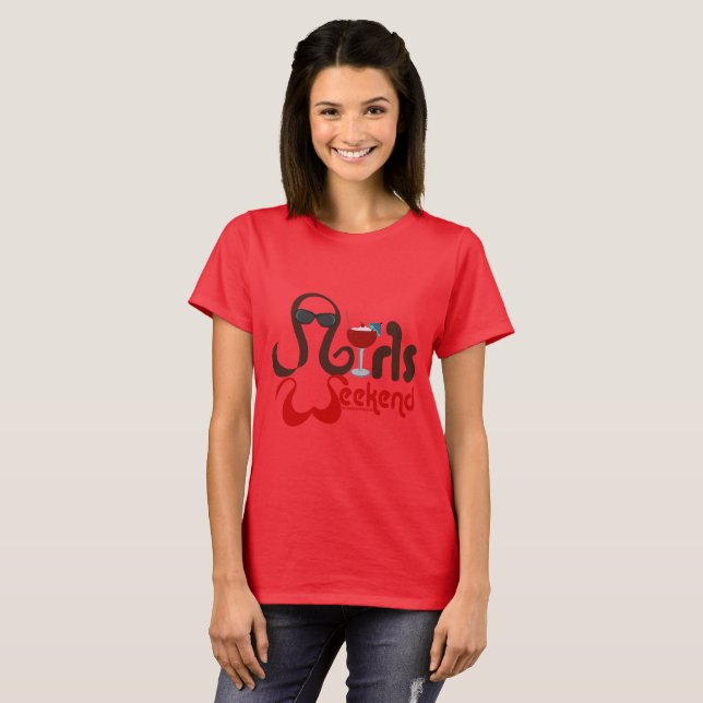 T-shirt Tee rouge du week-end féminin (Devant entier)