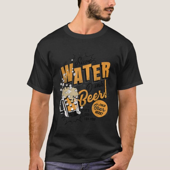 T-shirt Tee Save Warter Boissons Cold Beers Nightclub Bart (Devant)