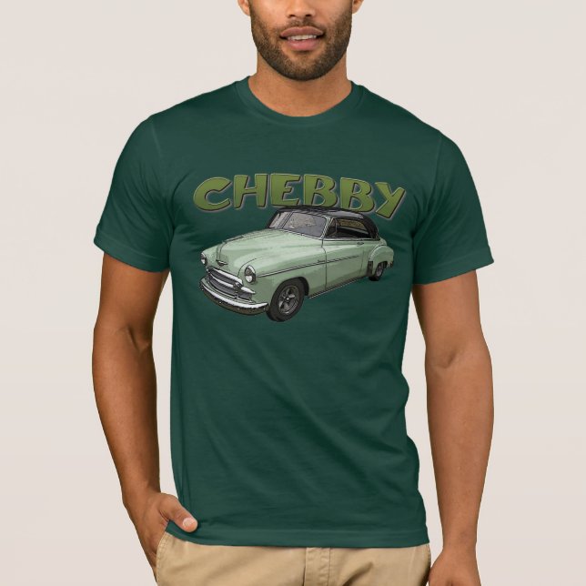 T-shirt Tee - shirt 1950 de coupé de Chevrolet de vert. (Devant)