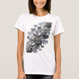 T-shirt Tee-shirt à déclaration coeurs en argenté brillant