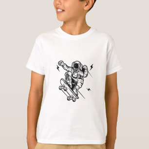 T-shirt Tee-shirt à l'astronaute skater en ligne noire