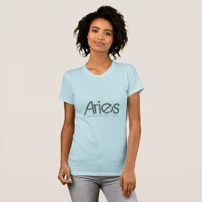 T-shirt Tee-shirt Aries En Bleu Clair Né En Mars (Devant entier)