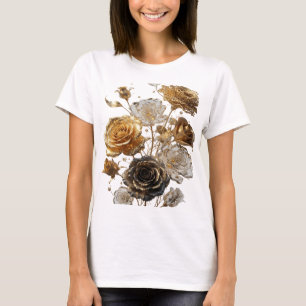 T-shirt Tee-shirt Crisp Silver GOLDEN ROSES