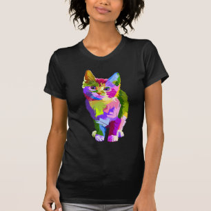 T-shirt tee - shirt de chaton arc-en-ciel