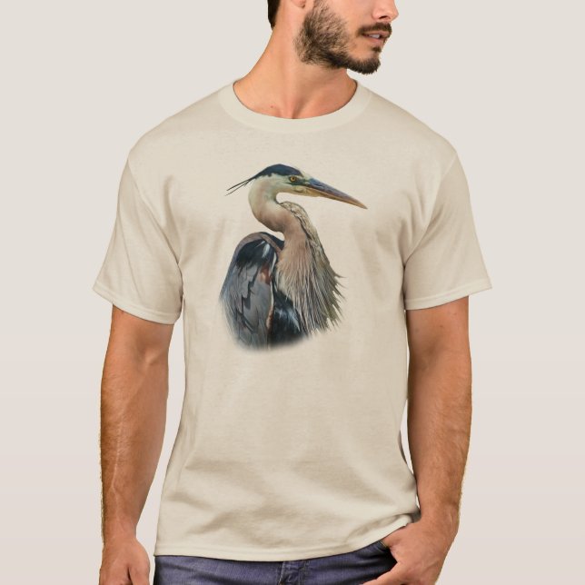T-shirt Tee - shirt de héron de grand bleu (Devant)