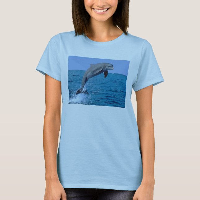 T-shirt Tee - shirt de milieu de femmes de dauphin de (Devant)