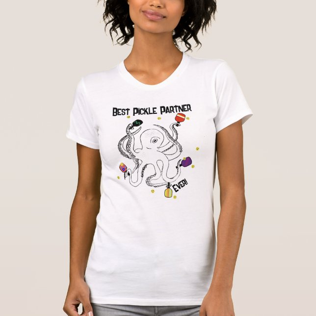 T-shirt Tee-shirt de pickleball féminin pieuvre drôle (Devant)