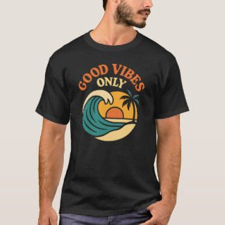 T-shirt Tee-shirt de plage aux vagues de coucher de soleil