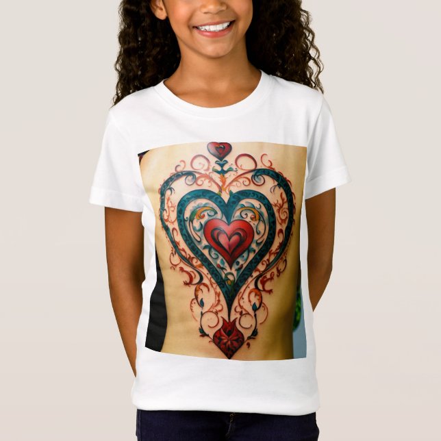 T-Shirt Tee-shirt de tatouage de coeur (Devant)