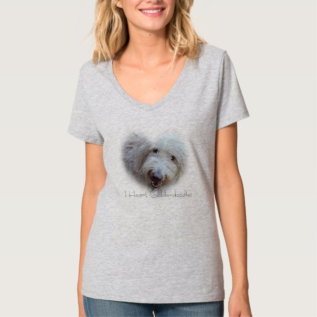 T-shirt Tee - shirt de v-cou de dames de Goldendoodles du (Devant)