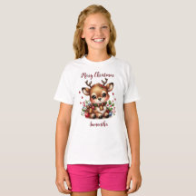 Tee-Shirt De Vacances Cute Reindeer - Personnalisé