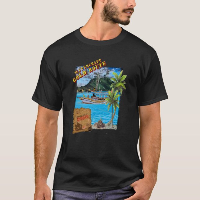 T-shirt Tee - shirt d'itinéraire d'or de navire (Devant)