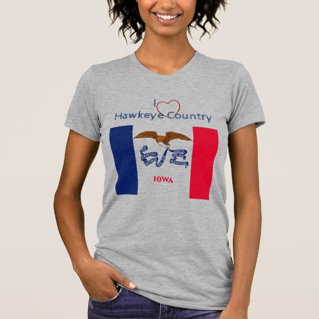T-shirt Tee-shirt Drapeau Patriotique Hawkeyes Iowa (Devant)