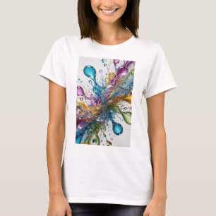 T-shirt Tee-shirt élégant argenté avec éclaboussures d'eau