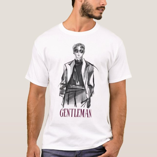 T-shirt Tee-shirt élégant de croquis de mode pour gentlema (Devant)