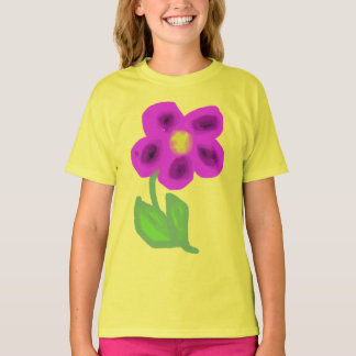 T-shirt Tee-shirt enfant fleur peinte violette jaune