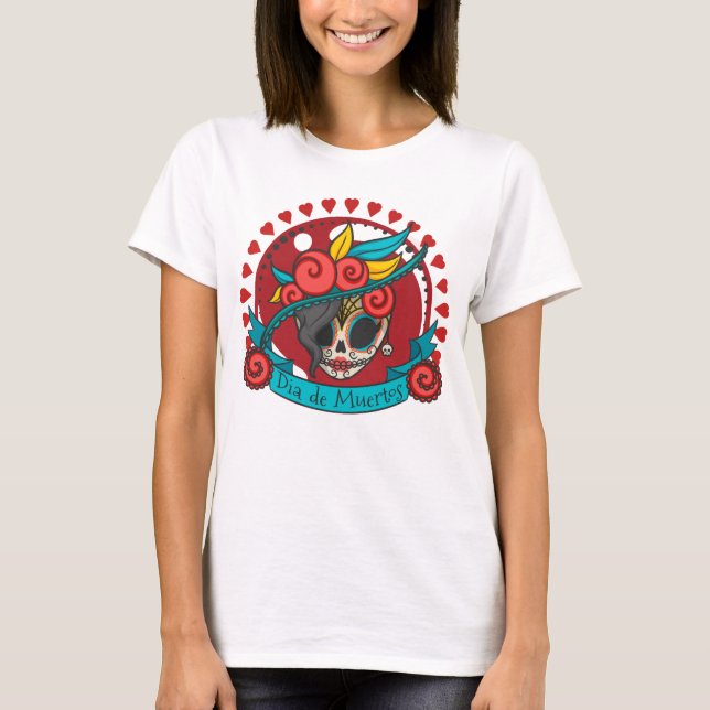 T-shirt Tee - shirt Femme Blanc Manches Longues Halloween (Devant)