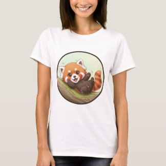 T-shirt Tee-shirt forestier au panda roux joueur