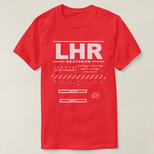T-shirt Tee - shirt LHR de l'aéroport d'Heathrow (Design devant)