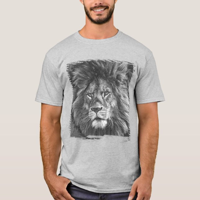 T-shirt Tee - shirt moderne Lion Face Pop Art Modèle (Devant)
