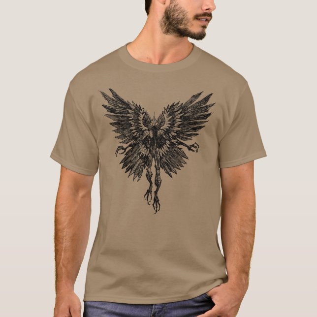 T-shirt Tee - shirt Mothman Cryptid Ringer (Devant)