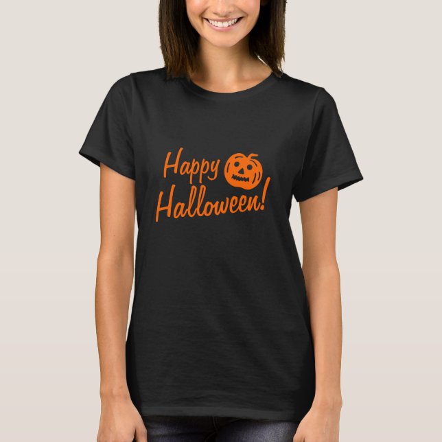 T-shirt Tee - shirt noir de Halloween pour la tête de (Devant)