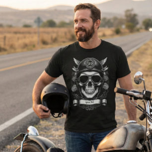 T-shirt Tee-shirt personnalisé 2 faces Motard Crâne Moto