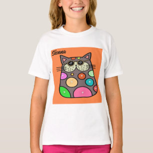 T-shirt Tee - shirt pour Jeune Fille avec Crazy Cat