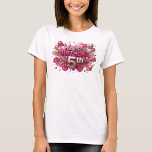 T-shirt Tee-shirt rouge frappant JOYEUX ANNIVERSAIRE 5 ANS