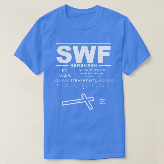 T-shirt Tee - shirt SWF de l'aéroport international Stewar (Design devant)