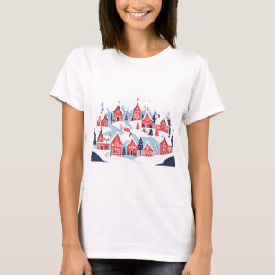 T-shirt tee shirt village de noel femme
