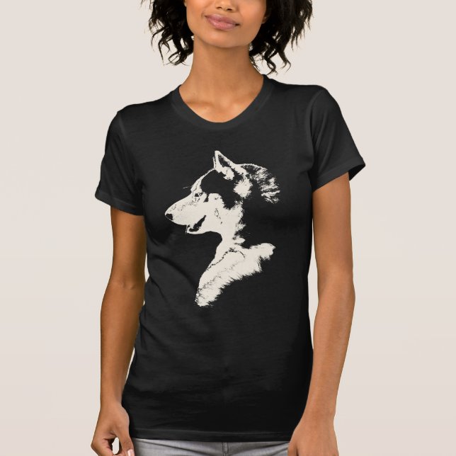 T-shirt Tee - shirts d'art du chien de traîneau/loup des (Devant)