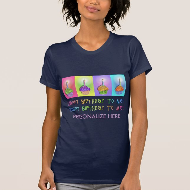 T-shirt Tee - shirts sombres femmes - Cupcakes d'anniversa (Devant)