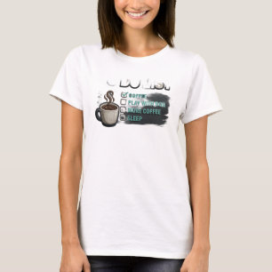 T-shirt Tee tendance COFFEE JOUER AVEC CHIEN Créatif Or