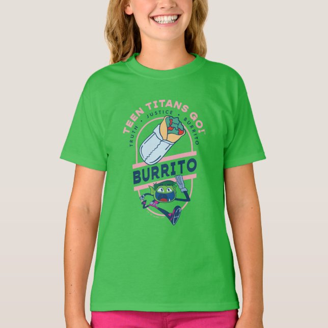 T-shirt Teen Titans Go ! Beast Boy "Truth Justice Burrito" (Devant)