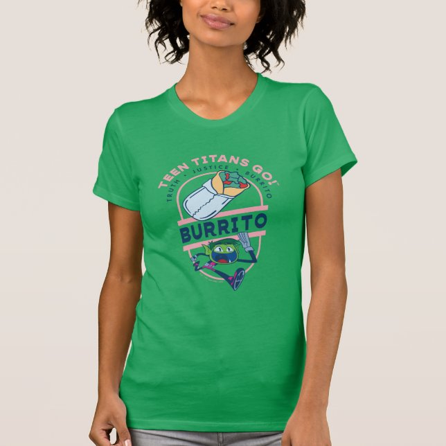 T-shirt Teen Titans Go ! Beast Boy "Truth Justice Burrito" (Devant)