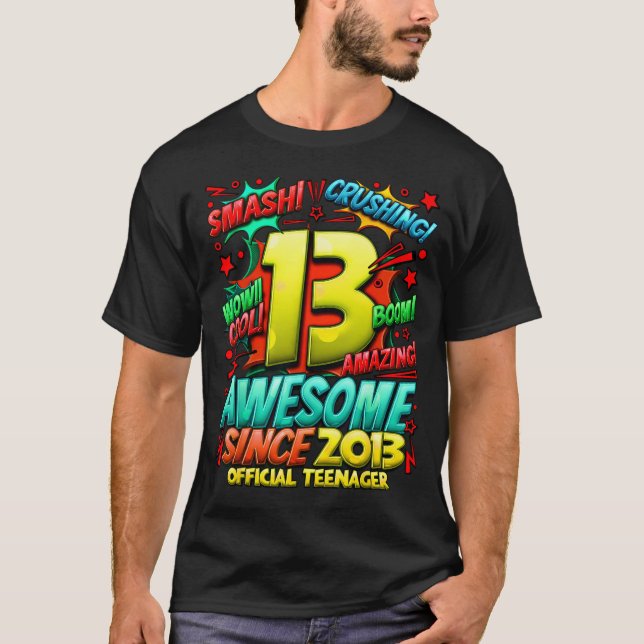 T-shirt Teenager 13 Year Old Boys 13th Birthday Boy  (Devant)