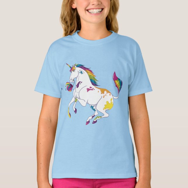T-shirt Teindre La Peinture Unicorn Les Enfants Chemise (Devant)