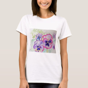 T-shirt Teinture à l'aquarelle violette Pansy
