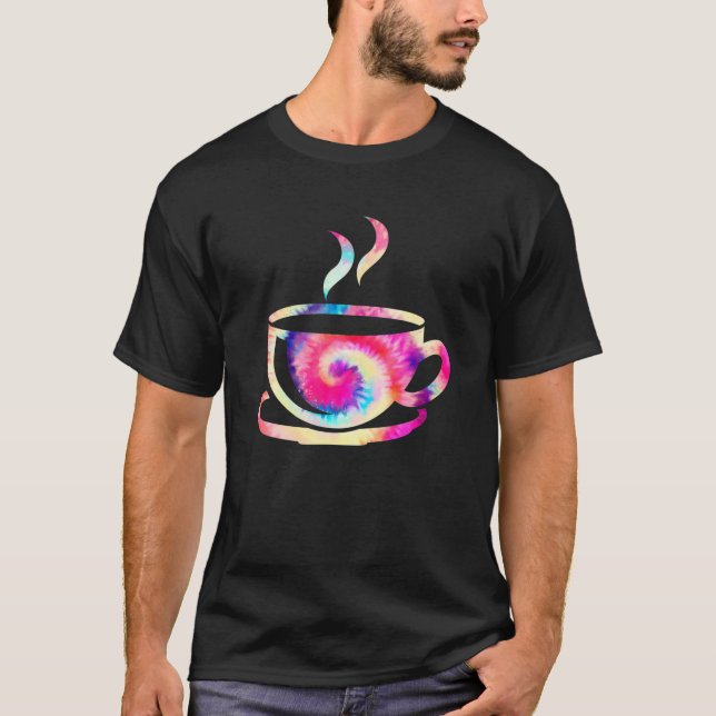 T-shirt Teinture d'aquarelle teinture arc-en-ciel café pou (Devant)