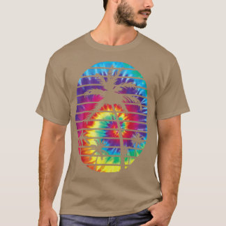 T-shirt Teinture Lumineuse Avec Palmiers Plage Cool Tropic
