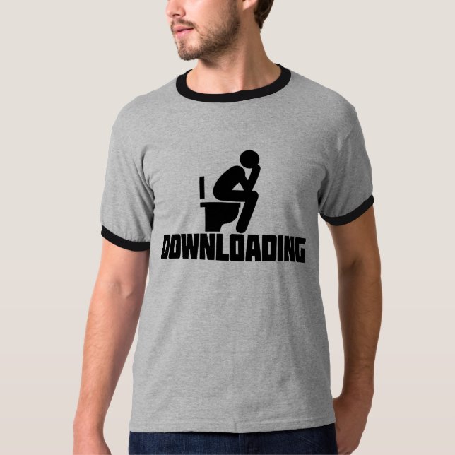 T-shirt Téléchargement - Drôle Toilette Pooping (Devant)